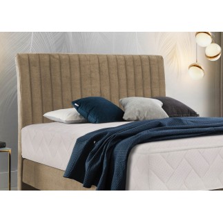 Ensemble lit + sommier + matelas tissu velours beige - 140x200 cm - BLASIO de VENESETTI