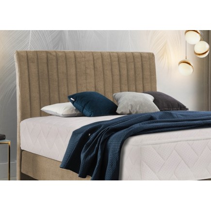 Ensemble lit + sommier + matelas, tissu velours beige - 160x200 cm - BLASIO de VENESETTI