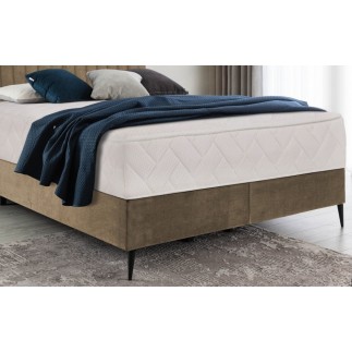 Ensemble lit + sommier + matelas, tissu velours beige - 160x200 cm - BLASIO de VENESETTI