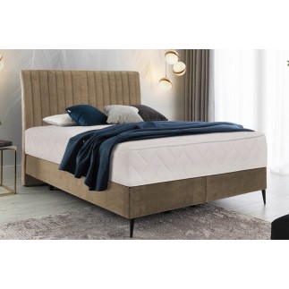 Ensemble lit + sommier + matelas, tissu velours beige - 180x200 cm - BLASIO de VENESETTI