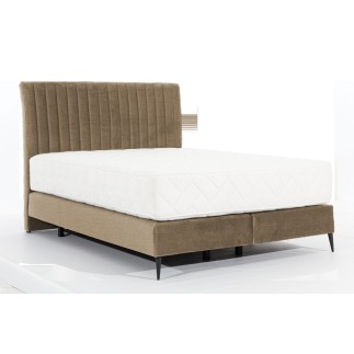Ensemble lit + sommier + matelas, tissu velours beige - 180x200 cm - BLASIO de VENESETTI