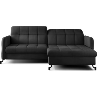 Canapé d'angle convertible en velours gris foncé luxe 3-4 places LORO