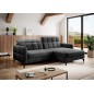 Canapé d'angle convertible en velours gris foncé luxe 3-4 places LORO, angle droit (vu de face) Canapé d'angle convertible en velours gris foncé luxe 3-4 places LORO, angle droit (vu de face)