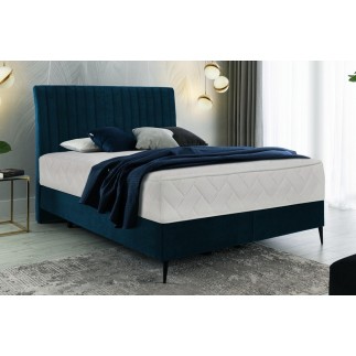 Ensemble lit + sommier + matelas tissu velours bleu foncé- 160x200 cm - BLASIO de VENESETTI