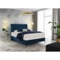 Ensemble lit + sommier + matelas tissu velours bleu foncé- 160x200 cm - BLASIO de VENESETTI
