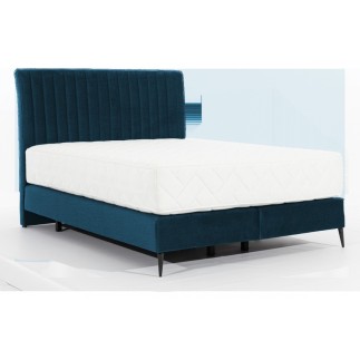 Ensemble lit + sommier + matelas tissu velours bleu foncé- 160x200 cm - BLASIO de VENESETTI