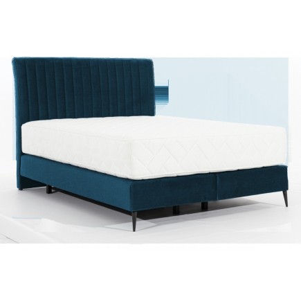 Ensemble lit + sommier + matelas tissu velours bleu foncé - 180x200 cm- BLASIO de VENESETTI