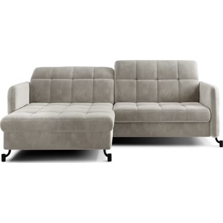 Canapé d'angle convertible en velours beige luxe 3-4 places LORO