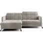 Canapé d'angle convertible en velours beige luxe 3-4 places LORO, angle gauche (vu de face)
