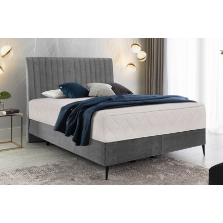 Ensemble lit + sommier + matelas en tissu velours gris - 140x200 cm - BLASIO de VENESETTI