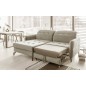 Canapé d'angle convertible en velours beige luxe 3-4 places LORO, angle gauche (vu de face)