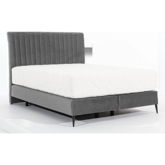 Ensemble lit + sommier + matelas tissu velours gris - 180x200 cm- BLASIO de VENESETTI
