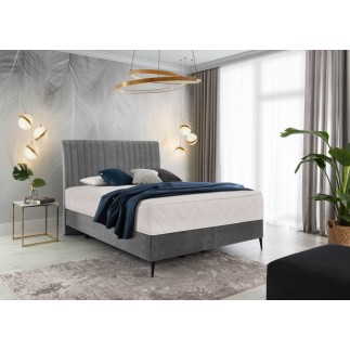 Ensemble lit + sommier + matelas tissu velours gris - 180x200 cm- BLASIO de VENESETTI