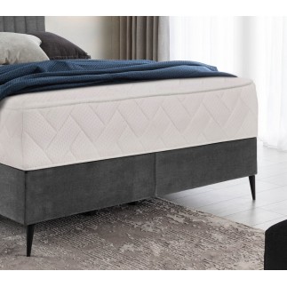 Ensemble lit + sommier + matelas en tissu velours gris foncé - 140x200 cm - BLASIO de VENESETTI