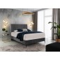 Ensemble lit + sommier + matelas en tissu velours gris foncé - 140x200 cm - BLASIO de VENESETTI
