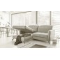Canapé d'angle convertible en velours beige luxe 3-4 places LORO, angle gauche (vu de face)