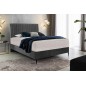 Ensemble lit + sommier + matelas tissu velours gris foncé - 160x200 cm - BLASIO de VENESETTI