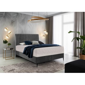 Ensemble lit + sommier + matelas tissu velours gris foncé - 160x200 cm - BLASIO de VENESETTI