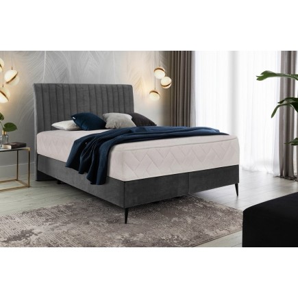 Ensemble lit + sommier + matelas tissu velours gris foncé - 180x200 cm- BLASIO de VENESETTI