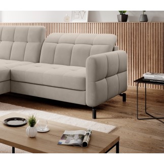 Canapé d'angle convertible en velours beige luxe 3-4 places LORO