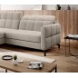 Canapé d'angle convertible en velours beige luxe 3-4 places LORO, angle gauche (vu de face)