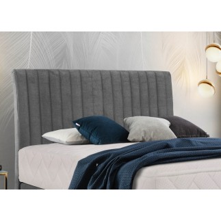 Ensemble lit + sommier + matelas tissu velours gris foncé - 180x200 cm- BLASIO de VENESETTI