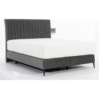 Ensemble lit + sommier + matelas tissu velours gris foncé - 180x200 cm- BLASIO de VENESETTI