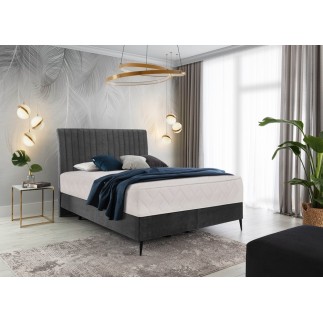 Ensemble lit + sommier + matelas en tissu velours anthracite - 140x200 cm - BLASIO de VENESETTI