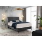 Ensemble lit + sommier + matelas en tissu velours anthracite - 140x200 cm - BLASIO de VENESETTI