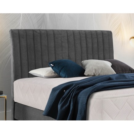 Ensemble lit + sommier + matelas tissu velours anthracite - 160x200 cm - BLASIO de VENESETTI
