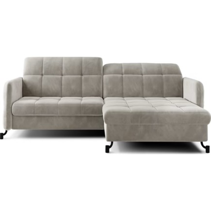 Canapé d'angle convertible en velours beige luxe 3-4 places LORO