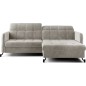Canapé d'angle convertible en velours beige luxe 3-4 places LORO, angle gauche (vu de face)