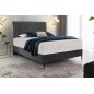 Ensemble lit + sommier + matelas tissu velours anthracite - 180x200 cm- BLASIO de VENESETTI