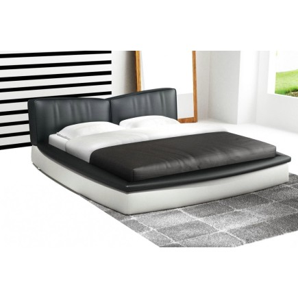 Lit en cuir italien de luxe PRESTIGIO, noir et blanc