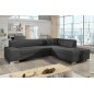 Canapé d'angle convertible en tissu velours luxe 5 places, coffre, gris foncé, angle droit (vu de face), PORTOFINO VELOURS