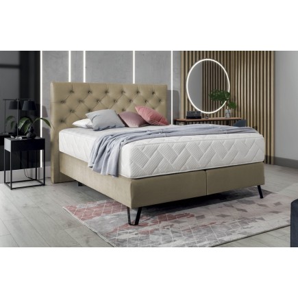 Ensemble lit + sommier + matelas - velours beige - 180x200 cm - CORSICA