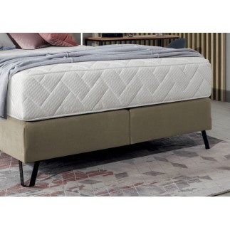 Ensemble lit + sommier + matelas - velours beige - 180x200 cm - CORSICA