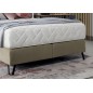 Ensemble lit + sommier + matelas - velours beige - 180x200 cm - CORSICA