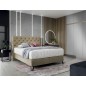Ensemble lit + sommier + matelas - velours beige - 180x200 cm - CORSICA