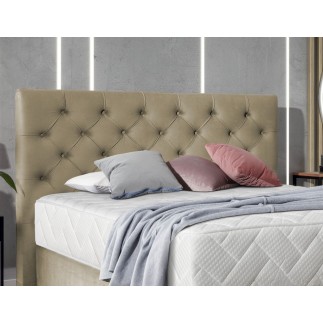 Ensemble lit + sommier + matelas - velours beige - 140x200 cm - CORSICA