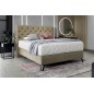 Ensemble lit + sommier + matelas - velours beige - 160x200 cm - CORSICA