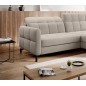 Canapé d'angle convertible en velours beige luxe 3-4 places LORO, angle gauche (vu de face)