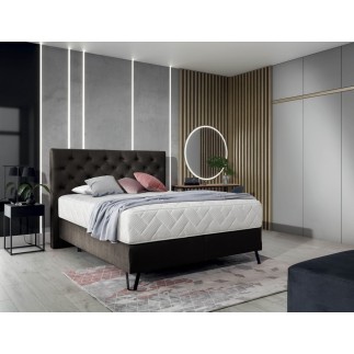 Ensemble lit + sommier + matelas - velours chocolat - 140x200 cm - CORSICA