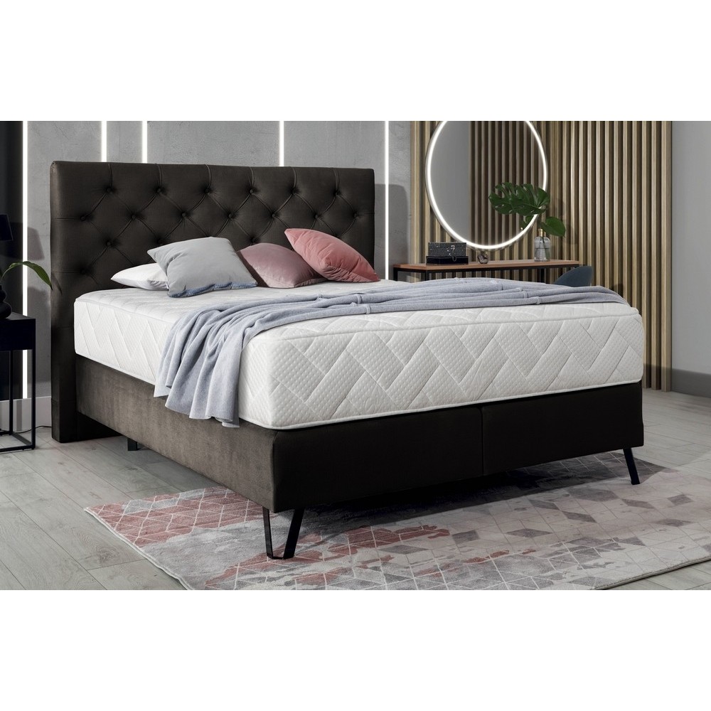 Ensemble lit + sommier + matelas - velours choco - 160x200 cm - CORSICA, Chocolat