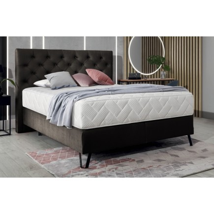 Ensemble lit + sommier + matelas - velours choco - 160x200 cm - CORSICA