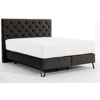 Ensemble lit + sommier + matelas - velours choco - 160x200 cm - CORSICA