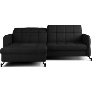 Canapé d'angle convertible en tissu noir luxe 3-4 places LORO