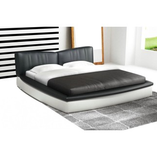 Lit en cuir italien de luxe PRESTIGIO, noir et blanc