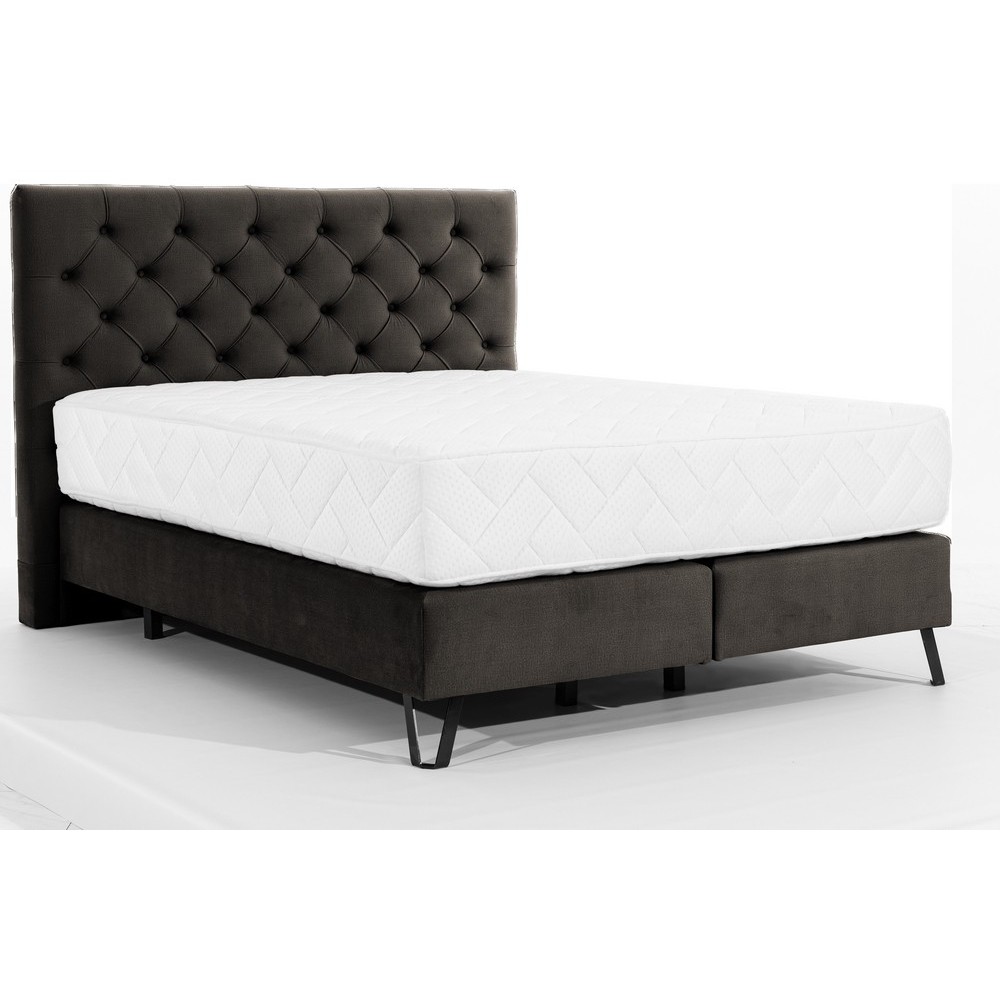 Ensemble lit + sommier + matelas - velours chocolat - 180x200 cm - CORSICA