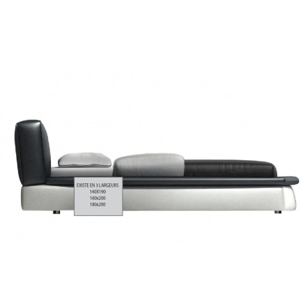 Lit en cuir italien de luxe PRESTIGIO, noir et blanc, 160x200